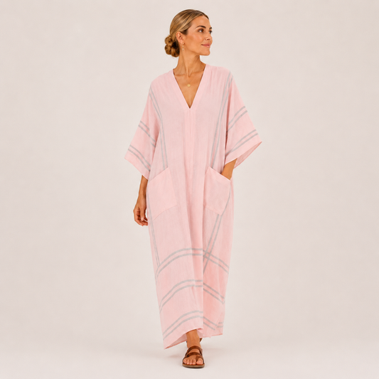 Pink striped kaftan dress Soraya by Vesse