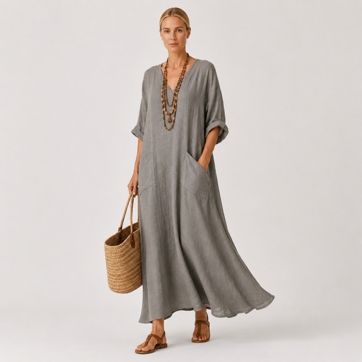 Grey kaftan dress Valentina by Vesse — view 2